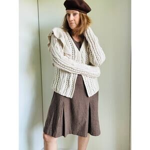 Womens Cotton Cardigan Sweaters Size Medium Ruffle Boho Cottagecore Fall Vibes